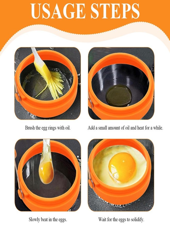 LUODAKA 6 PCS Egg Ring, Silicone Egg Rings for Frying Eggs, Non-stick Mold for Griddle, for Making Fried Eggs or Pancakes - Image 5